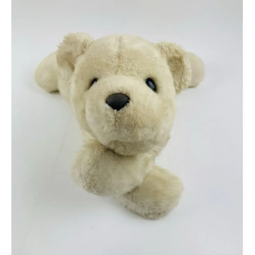 White SOFT Floppy BEAR APPLAUSE KOREA 80s Ecru Cream Chopped Nut Shells Belly La